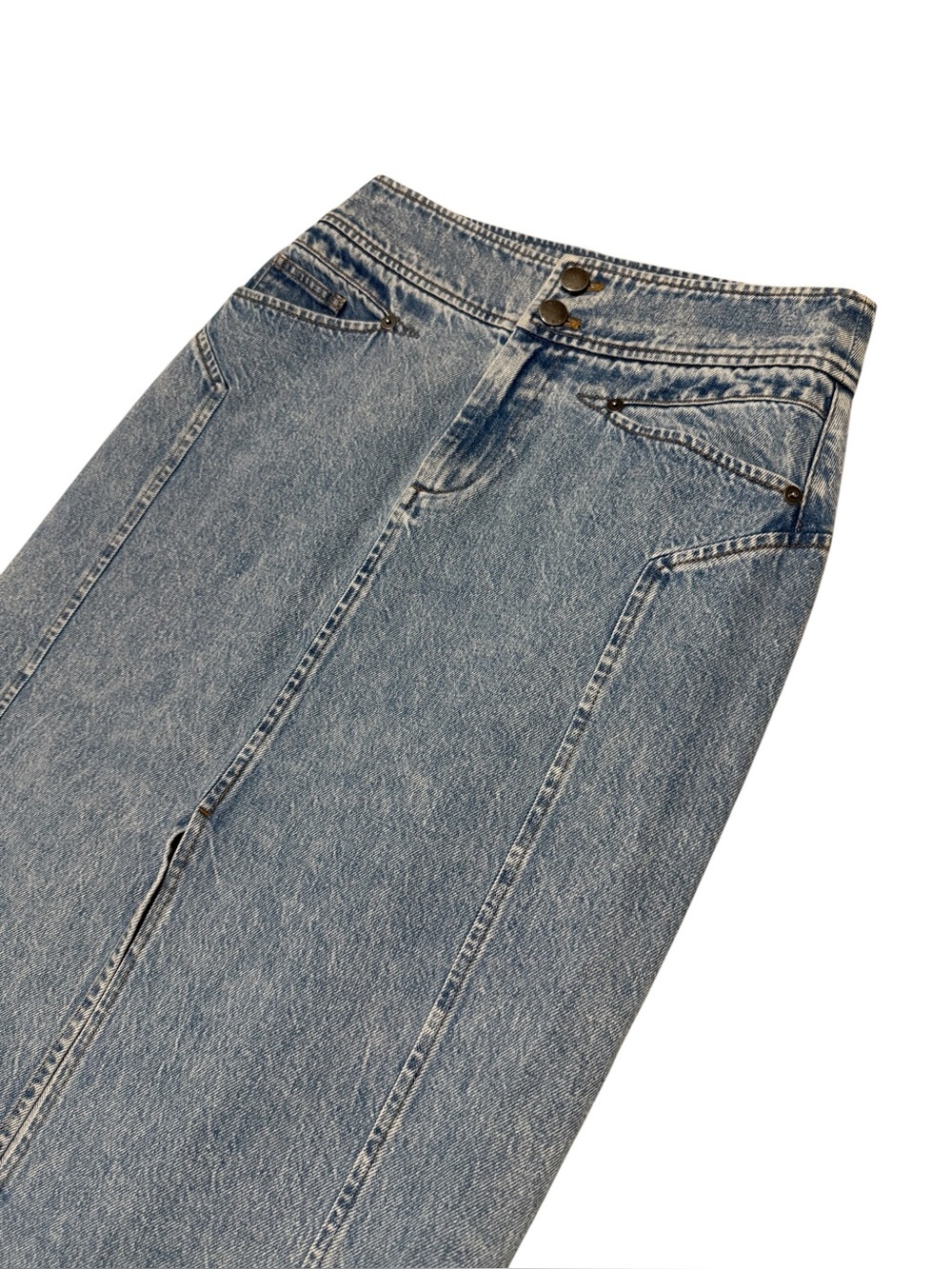 Tanya Taylor Christina Denim High-Waist Midi Skirt Size 2 - Picture 5 of 7